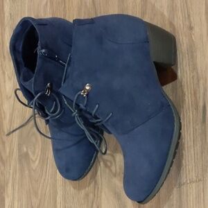 VJH Confort Memory Foam Navy Suede Booties